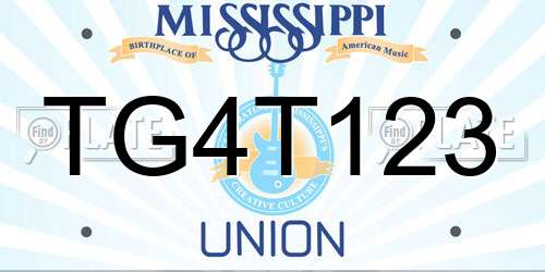 TG4T123 Mississippi License Plate