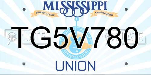 TG5V780 Mississippi License Plate