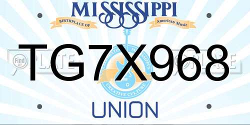 TG7X968 Mississippi License Plate