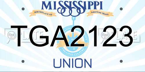 TGA2123 Mississippi License Plate