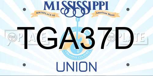 TGA37D Mississippi License Plate