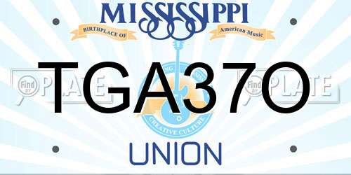 TGA37O Mississippi License Plate