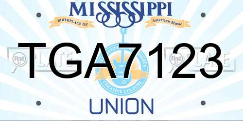 TGA7123 Mississippi License Plate