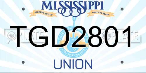 TGD2801 Mississippi License Plate