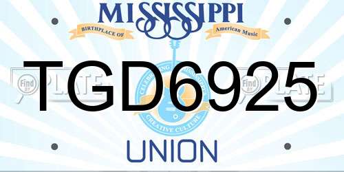 TGD6925 Mississippi License Plate
