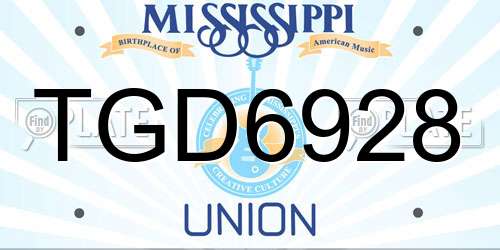TGD6928 Mississippi License Plate