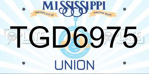 TGD6975 Mississippi License Plate