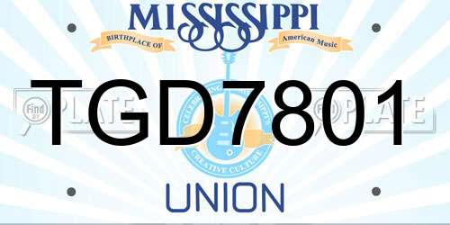 TGD7801 Mississippi License Plate