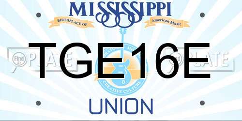 TGE16E Mississippi License Plate
