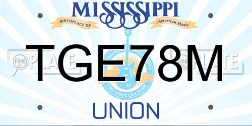 TGE78M Mississippi License Plate