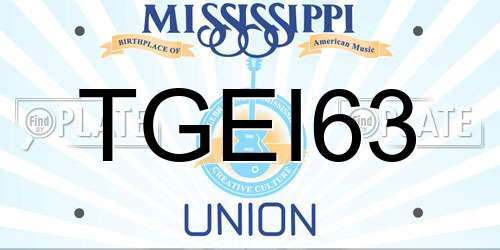 TGEI63 Mississippi License Plate