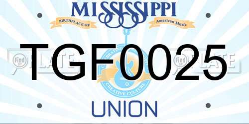 TGF0025 Mississippi License Plate