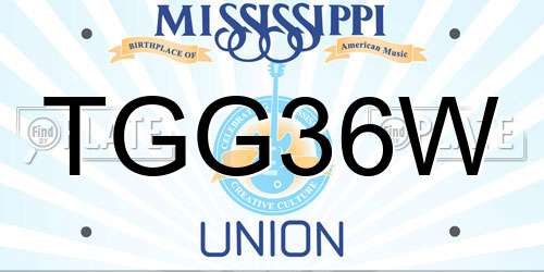 TGG36W Mississippi License Plate