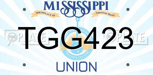 TGG423 Mississippi License Plate