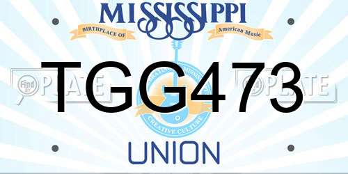 TGG473 Mississippi License Plate