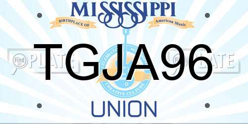 TGJA96 Mississippi License Plate