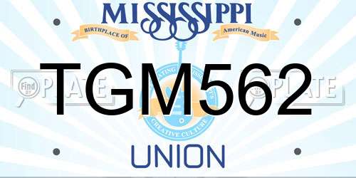 TGM562 Mississippi License Plate