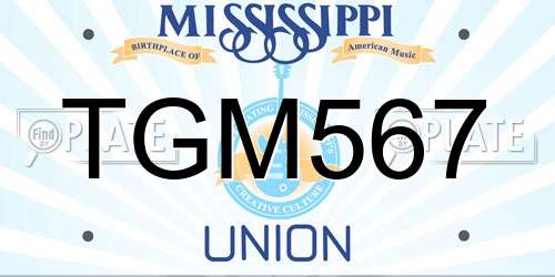 TGM567 Mississippi License Plate