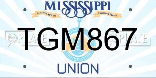 TGM867 Mississippi License Plate