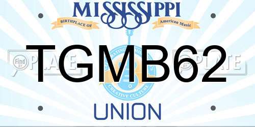 TGMB62 Mississippi License Plate