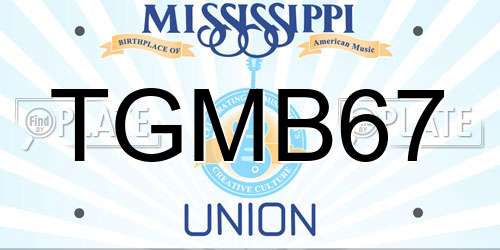 TGMB67 Mississippi License Plate
