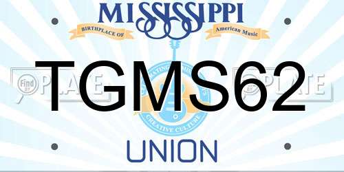 TGMS62 Mississippi License Plate