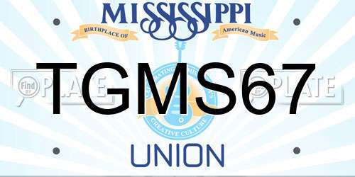 TGMS67 Mississippi License Plate