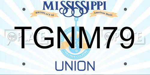 TGNM79 Mississippi License Plate