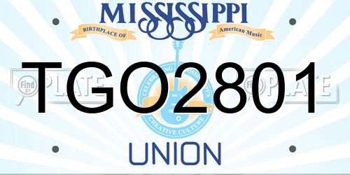TGO2801 Mississippi License Plate
