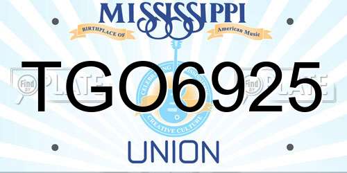 TGO6925 Mississippi License Plate