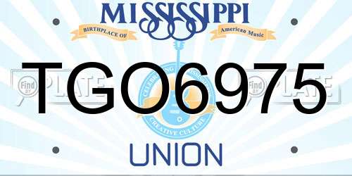 TGO6975 Mississippi License Plate