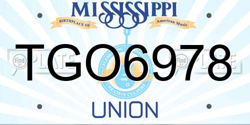 TGO6978 Mississippi License Plate