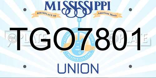 TGO7801 Mississippi License Plate