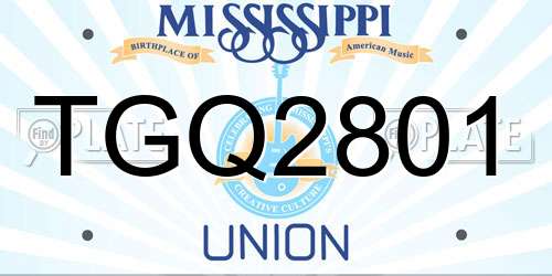 TGQ2801 Mississippi License Plate