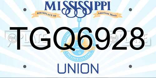 TGQ6928 Mississippi License Plate