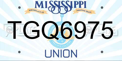 TGQ6975 Mississippi License Plate