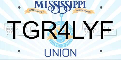 TGR4LYF Mississippi License Plate