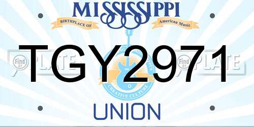 TGY2971 Mississippi License Plate