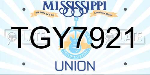 TGY7921 Mississippi License Plate