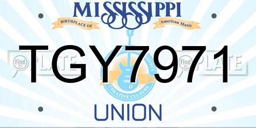 TGY7971 Mississippi License Plate