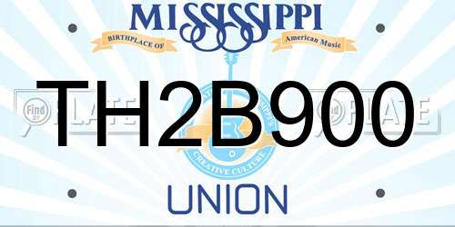 TH2B900 Mississippi License Plate