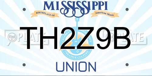 TH2Z9B Mississippi License Plate