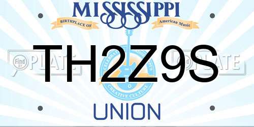 TH2Z9S Mississippi License Plate