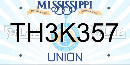 TH3K357 Mississippi License Plate