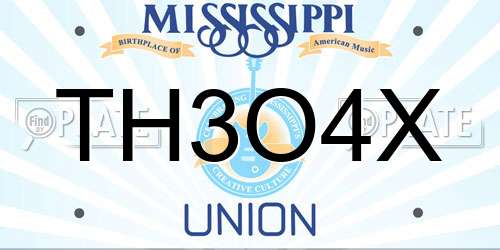 TH3O4X Mississippi License Plate