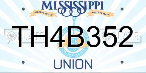 TH4B352 Mississippi License Plate