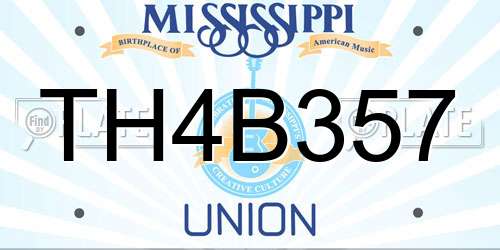 TH4B357 Mississippi License Plate