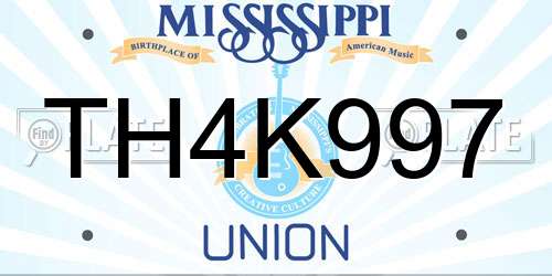 TH4K997 Mississippi License Plate