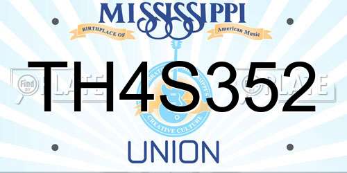 TH4S352 Mississippi License Plate