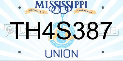 TH4S387 Mississippi License Plate